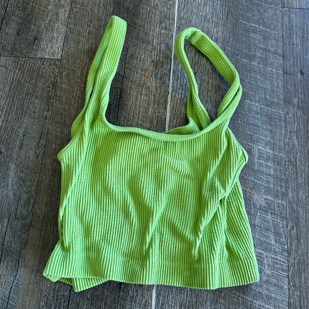 Zara Bright Green Ribbed Tank Top